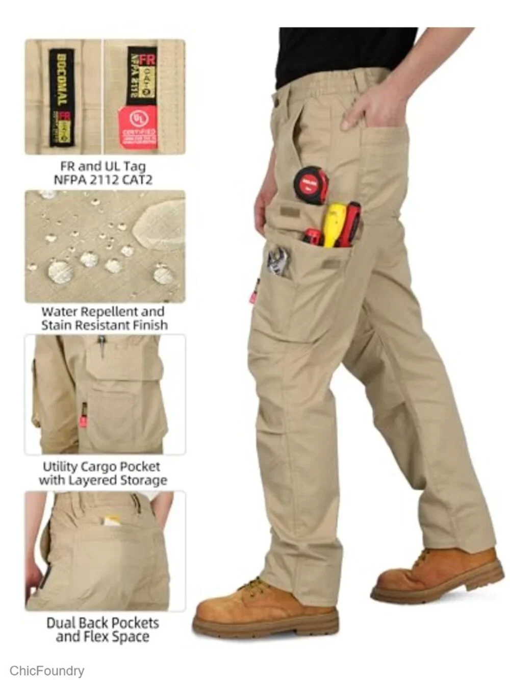 FR Stretch Cargo Pants Lightweight Ripstop Relaxed Fit Flame Resistant